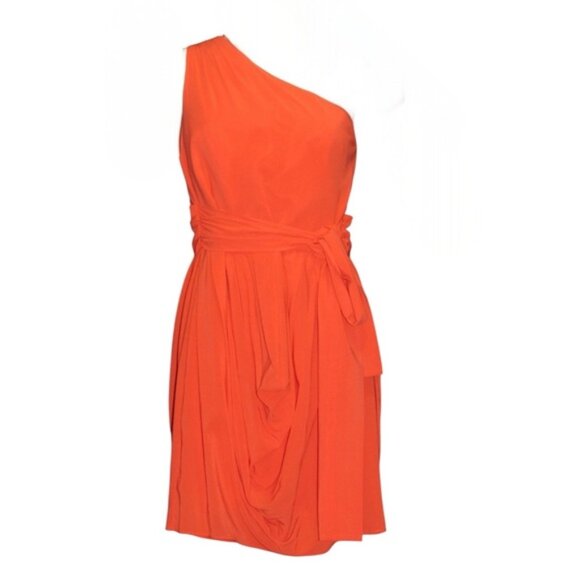 Alice + Olivia Vibrant Orange One-Shoulder Mini Dress Size 10 Party Cocktail - Picture 1 of 7